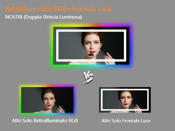 LUVODI Specchio RGB Digitale Bluetooth Bagno LED 120x60 cm Grande Specchio Musica Bagno con Led Luce