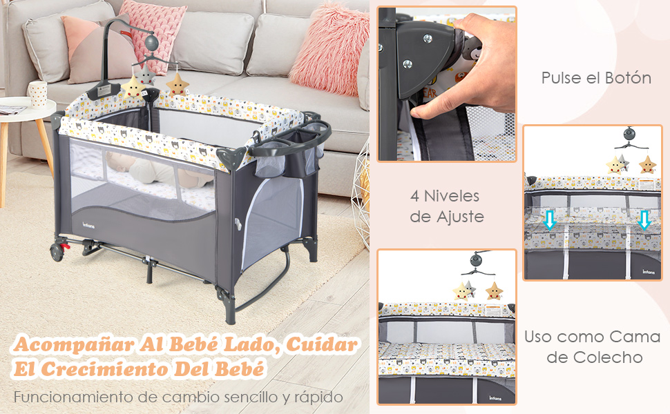 Cuna de Viaje para Bebé con Colchón