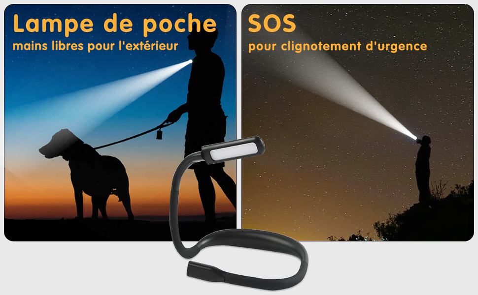 La luz portátil proporciona iluminación manos libres y destellos de emergencia SOS al aire libre.