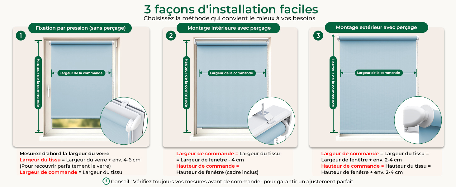Trois boîtes d'emballage de produits affichées horizontalement avec une palette de couleurs bleu sarcelle et blanc, contenant des informations sur le produit et des instructions d'utilisation.