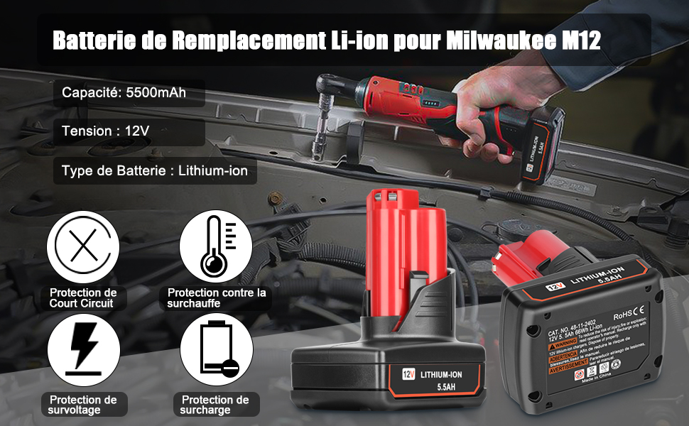 Batterie pour Milwaukee m12