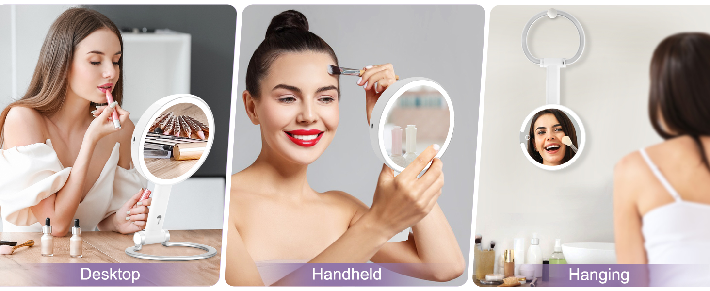 handheld hanging desk mirror
