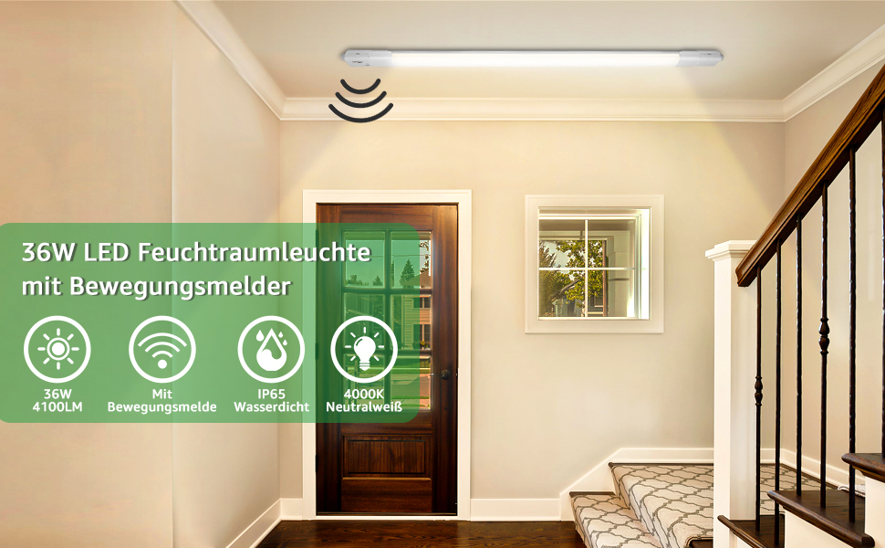 LED Feuchtraumleuchte mit Bewegungsmelder