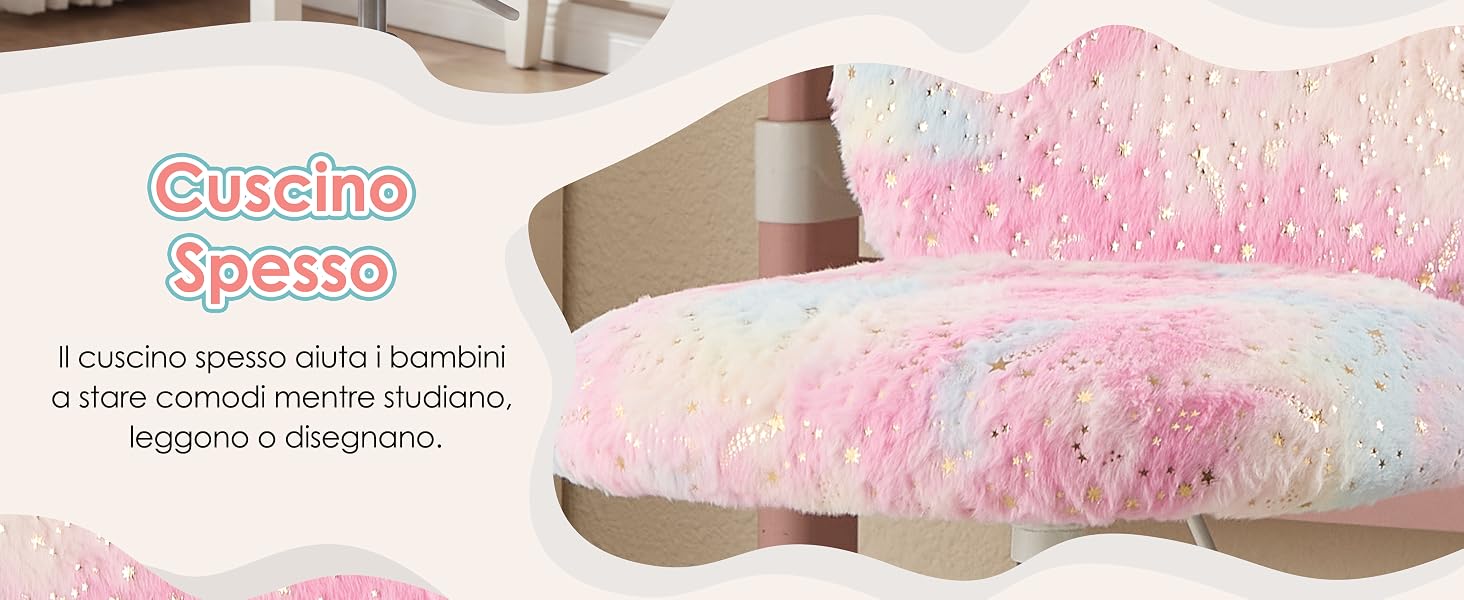 Il testo recita «Cuscino Spesso». Cuscino o imbottitura decorativa rosa e bianca mostrata su sfondo chiaro.