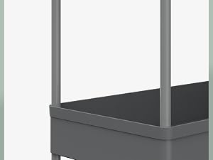 Cornice o struttura rettangolare grigia con supporti verticali, fotografata su sfondo bianco.