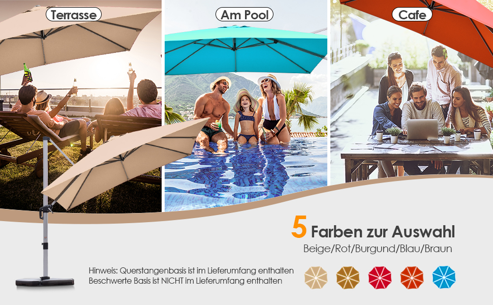 runder hängeschirm mit kurbel