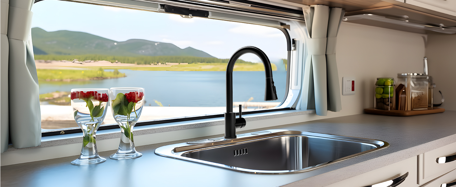 BLYLUND Matte Black Kitchen Faucets with Pull Down Sprayer 3 Modes