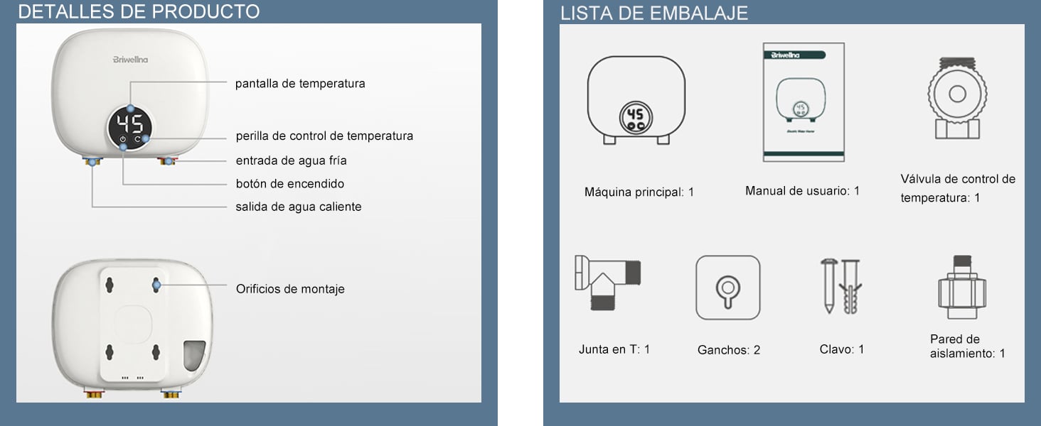 Calentador de Agua Electrico Instantaneo 220v 5500w Termo Electrico 3  Segundos de Calor Rápido Calentadores Eléctricos con Indicador LED de  Temperatura para Cocinade Baño (Quadrato) : : Bricolaje y  herramientas