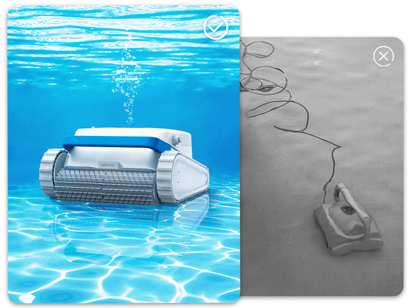 Robot Piscine AIPER Fond Et Parois - Sans Fil, 4 Moteurs, Autonomie 150 Min - Pour Piscines Jusqu'à 150 M²