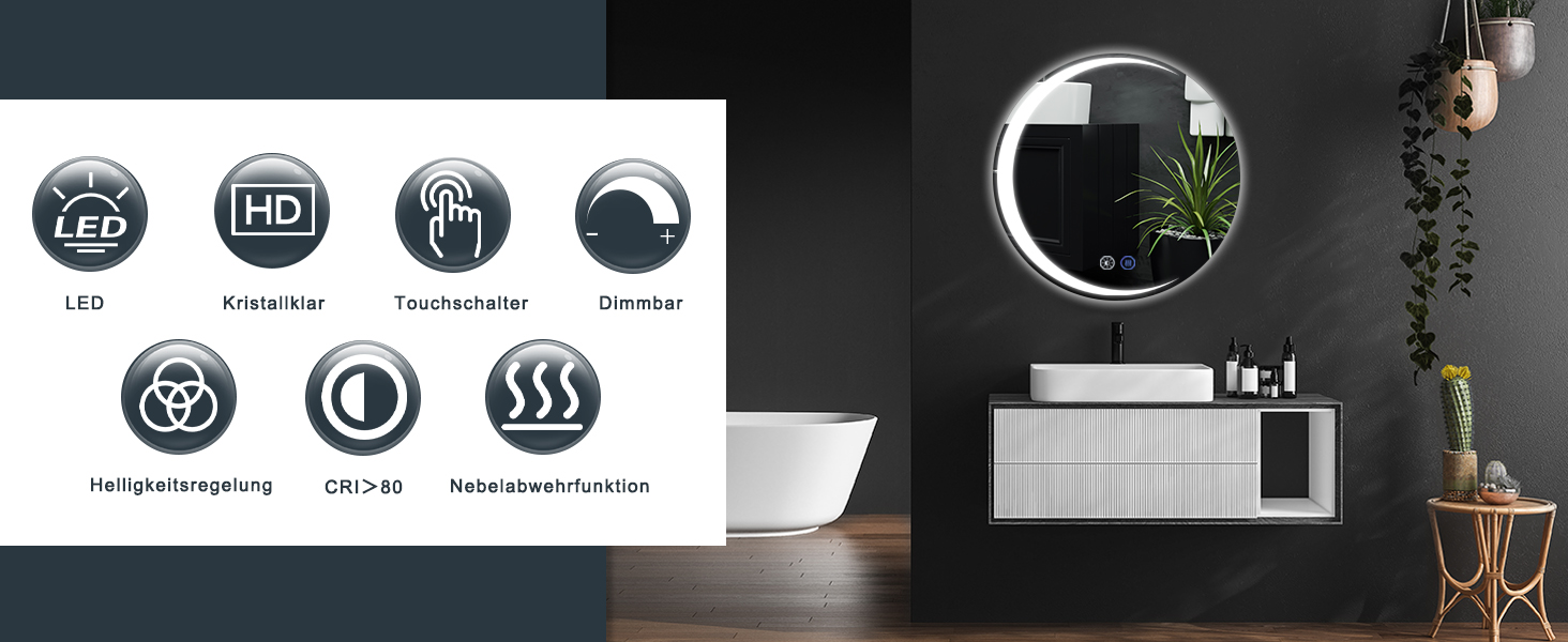 Miroir de salle de bain rond