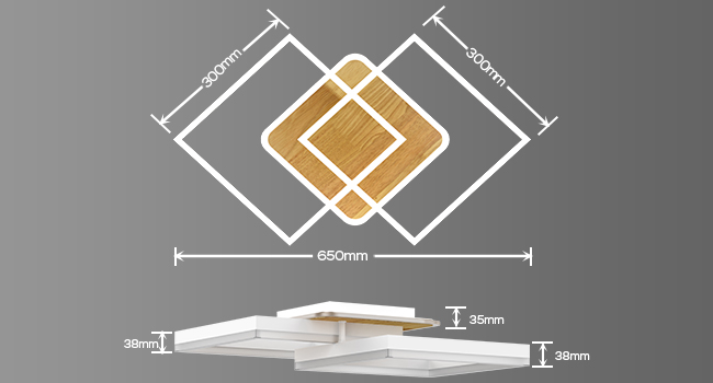Technisches Diagramm mit geometrischen Konstruktionsspezifikationen mit rautenförmigen Mustern und Abmessungen in Weiß und Gold auf
