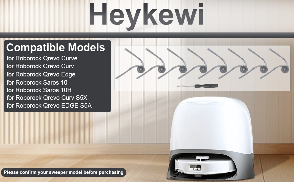 Heykewi 8 PCS Brosses Latérales Pièces De Rechange pour Roborock Qrevo Curve/ Qrevo Curv/Qrevo Edge