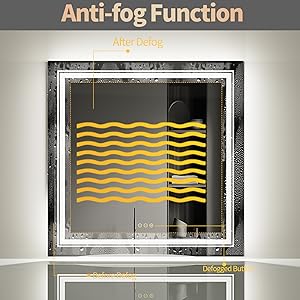 Specchio da Bagno con Illuminazione Specchio LED con Interruttore Touch e Funzione Anti-appannamento