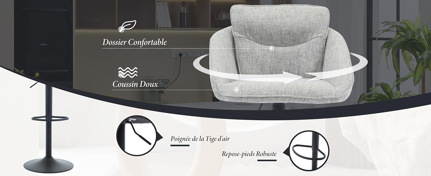 lot de 2 chaise de bar moderne chaise bar haute bar chaise bar beige chaise bar tissu