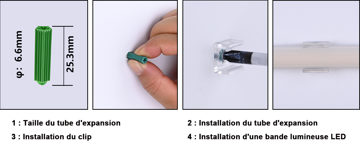 Schéma d'instructions étape par étape illustrant le processus d'installation d'un stylo ou d'un clip marqueur, avec étapes numérotées et illustrations à l'appui.