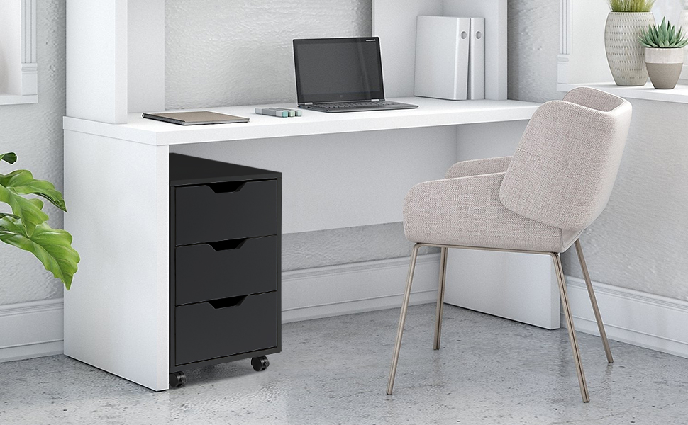 Office bin, black, mobile filing cabinet