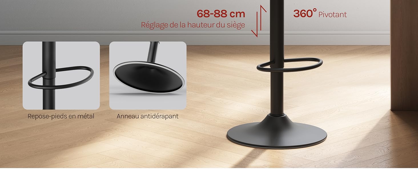 Plusieurs vues d'un support ou d'un support en métal noir avec une base circulaire et un bras de support incurvé, représentés sous différents angles sur fond blanc.
