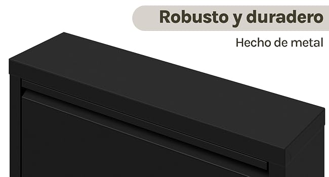 un primer plano de la parte posterior de una caja de metal negro con la tapa abierta.