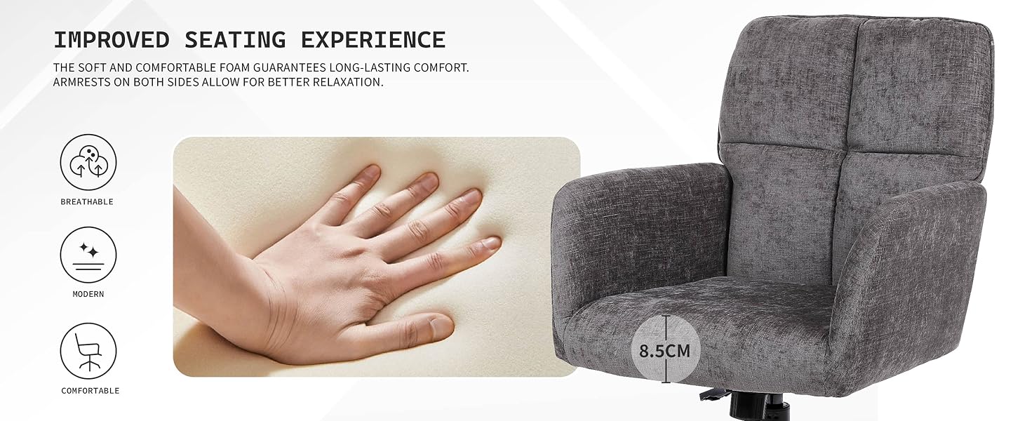 Close-up product shots of a grey textured material or fabric, with hands demonstrating tactile interaction with the surface.