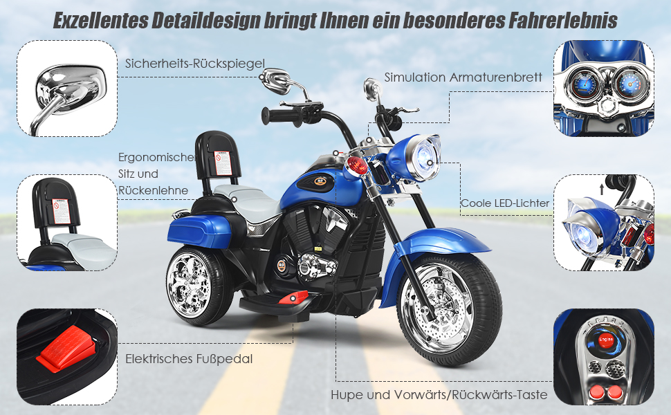 6v Kinderfahrzeug Dreirad Kindermotorrad Elektroquad Kinderquad Elektromotorrad