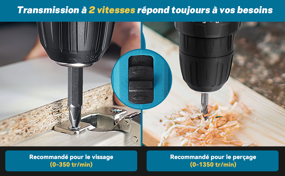  Perceuse électrique sans fil avec 2 Batterie