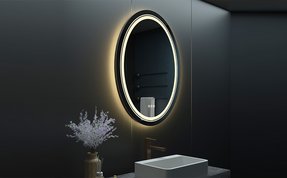 Miroir Salle de Bain LED Miroir Mural Lumineux Ovale Sal de Bain avec Eclairage Integre Anti buee