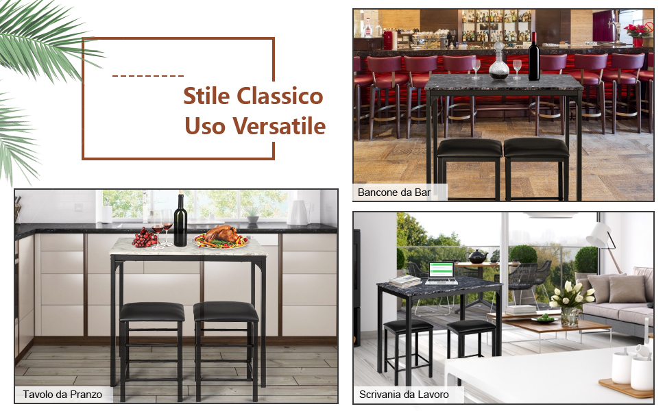 Set Tavolo Da Bar Con 2 Sgabelli Bealife - 2 Ripiani, Portabottiglie, Stile Retrò Per Cucina E Soggiorno - Foto 7