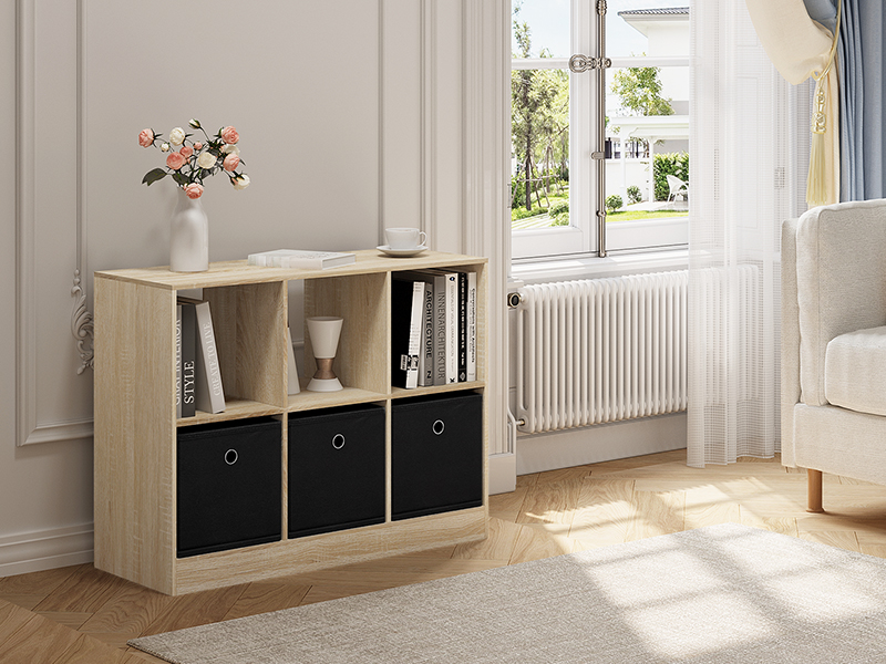 bookshelf cube wood white low modern container fabric living room office study kitchen bedroom