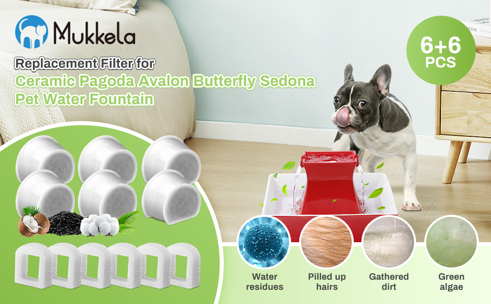 Lot de 6 Rechange Charcoal Filters for Fountain à Water for Animals 7.5L/3.7L/1.8L