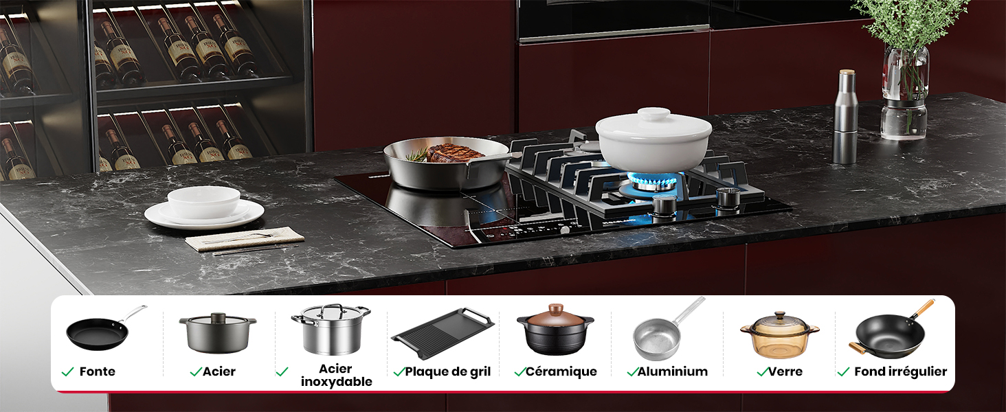 Présentation de divers composants de l'évier de cuisine, y compris les drains, les crépines et les raccords, présentés dans une disposition horizontale sur fond noir.