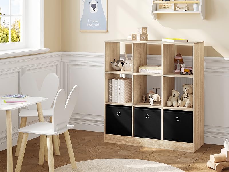 bookshelf bookcase organiser wardrobe storage display cube 3 drawers wood