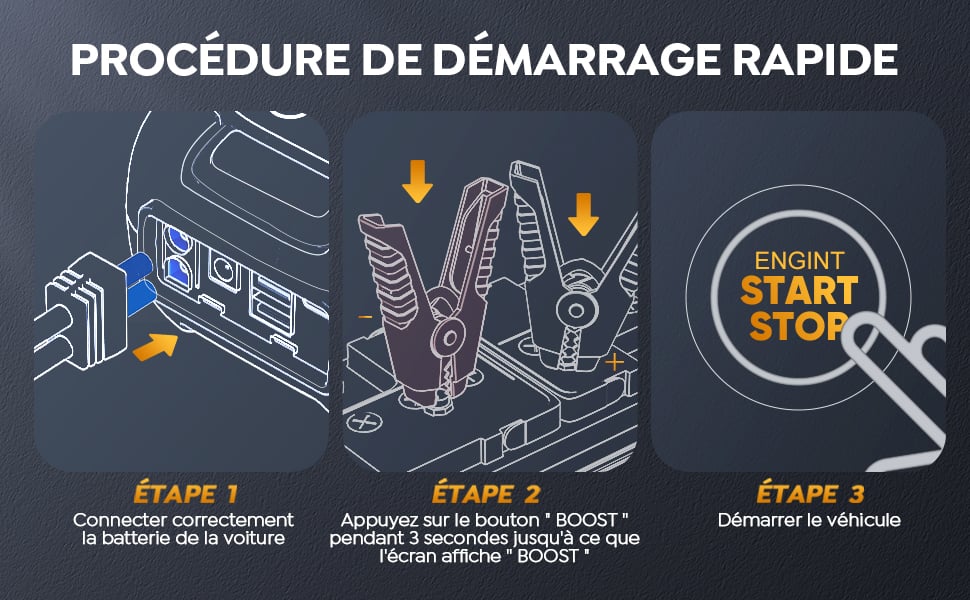 Booster Batterie Voiture YaberAuto 6000A - 26800mAh, Démarreur Portable Avec écran LED