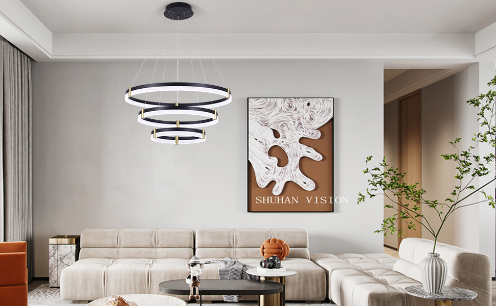 Siittoo Modern Crystal Chandelier Light Fixture, Dimmable LED Acrylic Chandelier Pendant Lighting