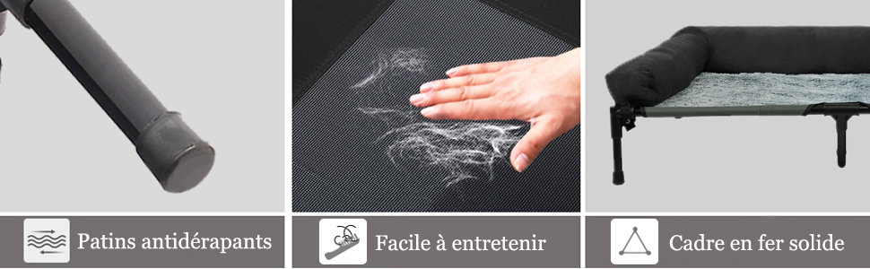 lit de camp pour chien sureleve surélevé 30kg 110cm l xl grand grande taille m s moyen