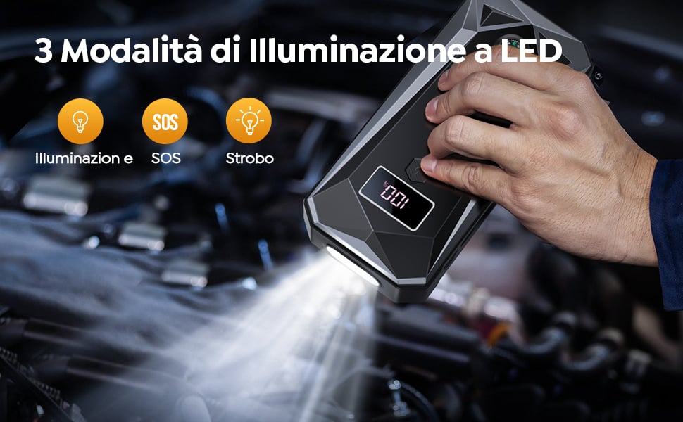 Yaber Avviatore Batteria Auto, 4000A 26800mAh Booster Avviamento Auto  Professionale per Tutto Benzina e 10L Diesel Motori, Avviatore Emergenza  per Auto/Moto Portatile con Display LCD e Torcia LED