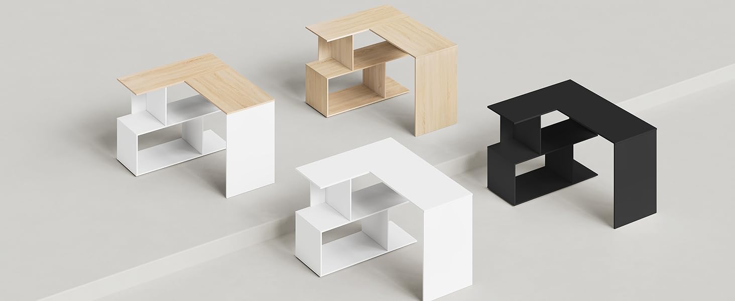 Scrivania Angolare Con Libreria - 120x100 Cm Nero | WOLTU Design Scandinavo | Salvaspazio Per Ufficio E Casa - Foto 8