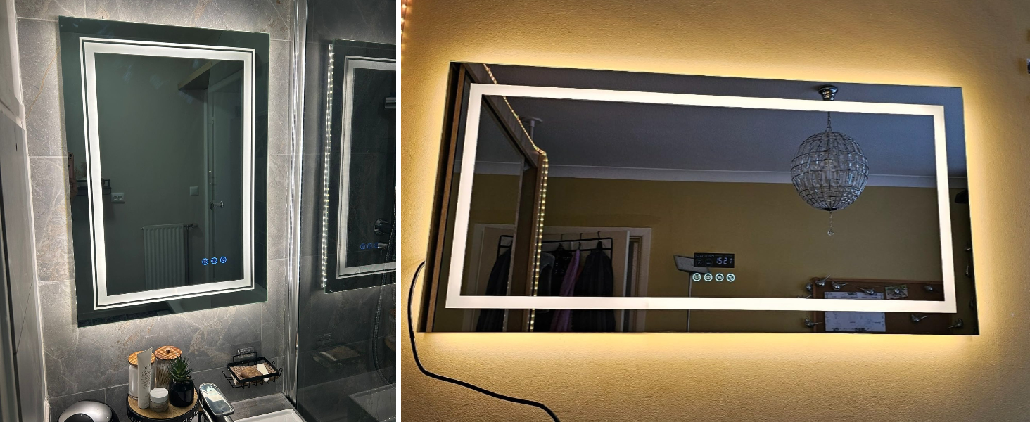 Specchio Bagno con Luce 100x70 Specchio Bagno LED disappannamento Dimmerabile Orizzontale Verticale