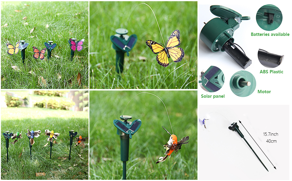 Solar/Battery Powered Flying Wobble Fluttering Hummingbird Butterfly