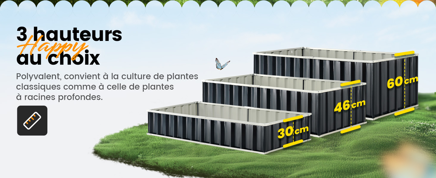 Schéma technique montrant la structure avec les sections étiquetées et les spécifications de mesure en français.