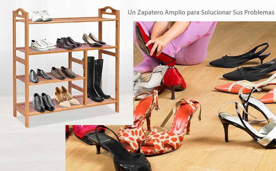  Estante de Zapatos de Bambú