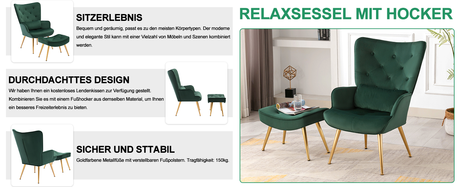 Ohrensessel mit Hocker