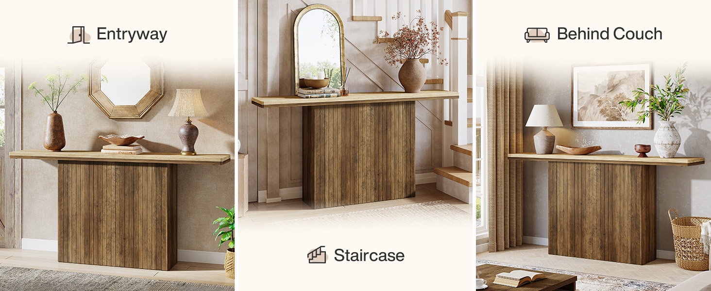 Tribesigns 160cm Konsolentisch - Rustikaler Sofatisch Für Wohnzimmer & Eingangsbereich