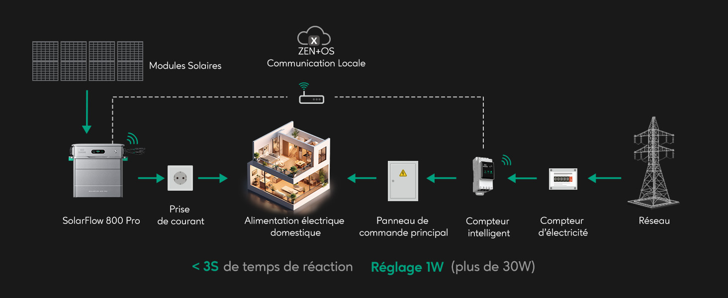 Zendure SolarFlow 800Pro - Centrale électrique De Balcon Solaire 800W, Batterie Extensible, Gestion IA - Kit Autonome Avec Panneaux Bifaciaux