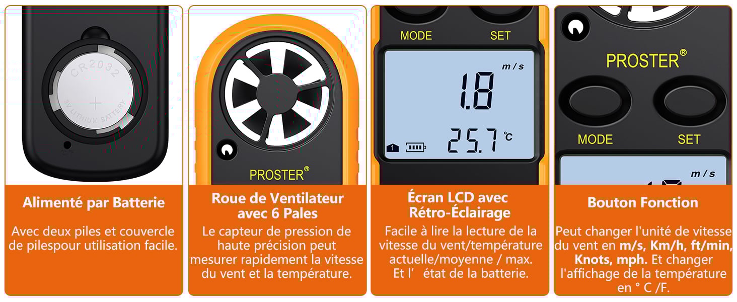  Anémomètre Digital LCD 