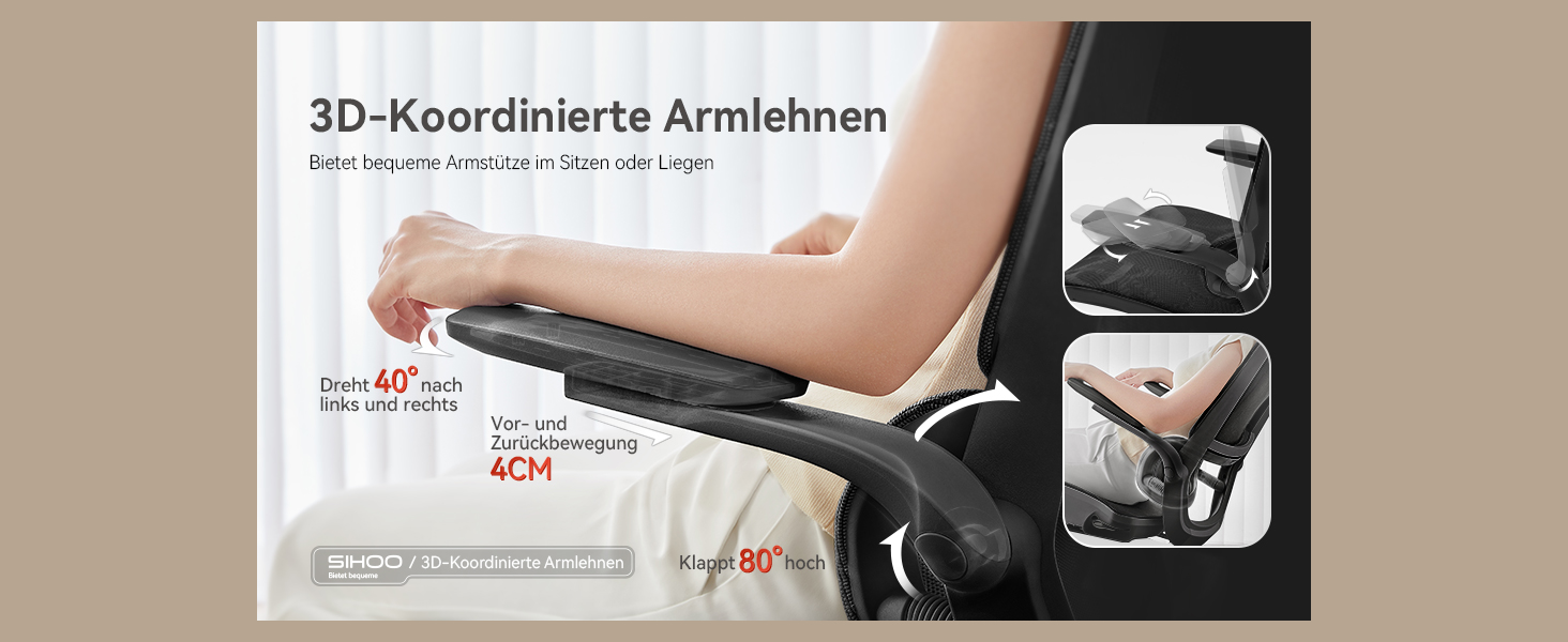 Armlehnen des ergonomischen Bürostuhls
