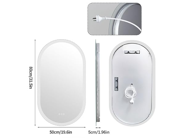 LUVODI Specchio Ovale Bagno con Luce Retroilluminato Specchio Bagno LED Antiappannamento Dimmerabile