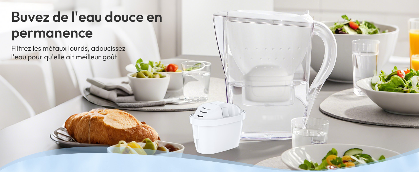 Mutital Lot de 6 cartouches de filtre à eau de rechange pour filtre à eau Brita Maxtra + cartouches