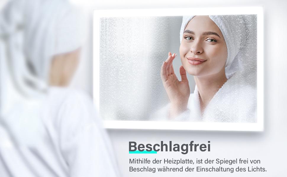 Badspiegel mit Beleuchtung und Anti-Fog-Funktion