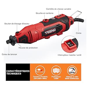 Teeno Outil multifonction, outil rotatif avec 80 accessoires