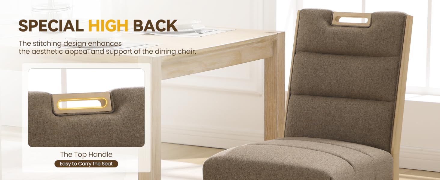Text reads 'SPECIAL HIGH BACK'. Brown upholstered sectional sofa or chaise lounge shown from multiple angles, featuring a high backrest design.